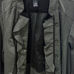 Torrid Charcoal Ruffle Trench Coat